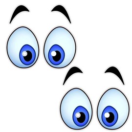 AZ243 Cartoon Fun Eye Decoration Stickers, for Cars, Trucks, Motorcycles, Laptops, Car Windows, Rear Scratches, Bumper Stickers, Pack of 2, 14 x 12.5 cm