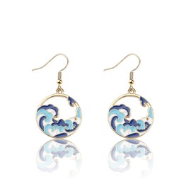 BAUNA Ocean Wave Earrings Summer Marine Theme Gift Summer Beach Vacation Earrings For Ocean Beach Lover Drop Earrings (waves earringCA)