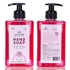 Juniper CLEAN, Antibacterial Hand Soap with Pump, Rose Scent, Liquid Hand Soap 17 Fl Oz (Pack of 6)