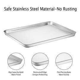 Baking Sheet, Yododo Stainless Steel Baking Pans Tray Cookie Sheet Toaster Oven Tray Pan Cookie Pan, Non Toxic & Healthy, Superior Mirror Finish & Rust Free, Easy Clean & Dishwasher Safe - 23½ inch