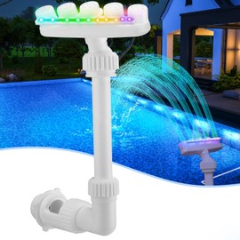 Reallnaive 2025 Solar Pool Fountain for Above and Inground LED 360° Adjustable Fountain for Swimming Pool Sprayer Waterfall Sprinkler with 7 Color LED Light Fun Waterfall Sprayer for Above Inground