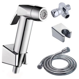 Eurolife Handheld Toilet Bidet Sprayer for Toilet with Lockable Push Button, 2 Functions Spray, Bidet Hose for Feminine Wash, Baby Diaper Wash, ABS Material EL-X14 (Shiny Chrome)