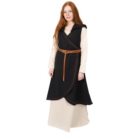 Burgschneider - Wrap Dress Dala Cotton - Black (XXL/XXXL, Unisex, Cotton) Medieval Fantasy - Maiden