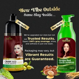 Herbishh Hair Color Shampoo (Grape Red) - Magic Hair Dye for Gray Hair - Ammonia-Free, 3-in-1 Shampoo Conditioner - Lasts 2-3 Weeks, 500 ml