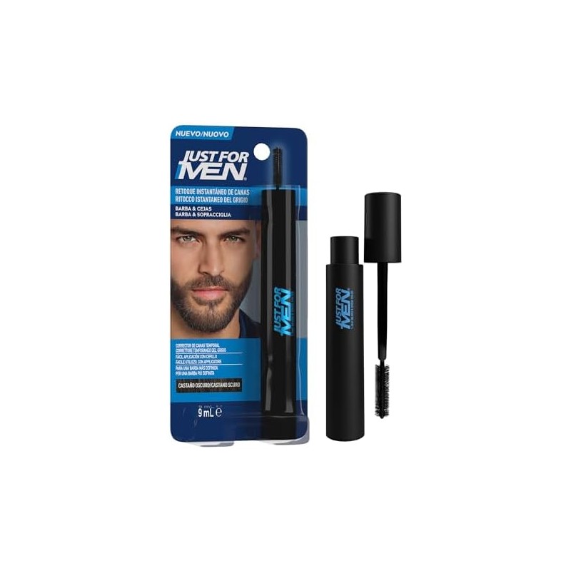 Just For Men Retoque Instantáneo Canas y Cejas, Castaño Oscuro