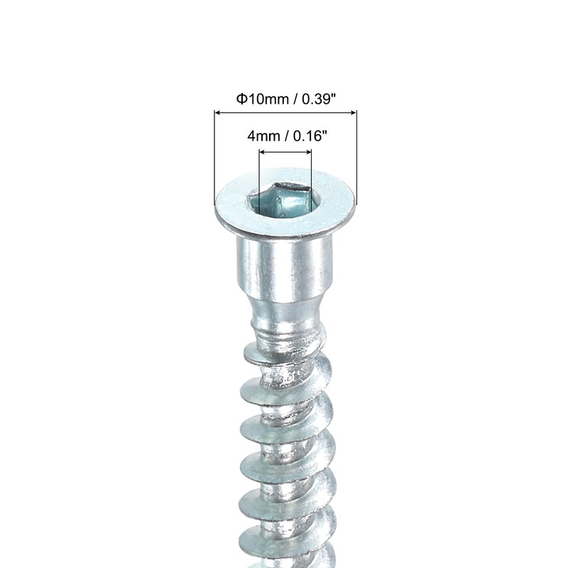sourcing map Furniture Confirmat Screw, 50pcs 7x60mm Hex Socket Wood