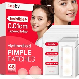 Sosky Invisible Hydrocolloid Acne Patches with Salicylic Acid - 48 Count