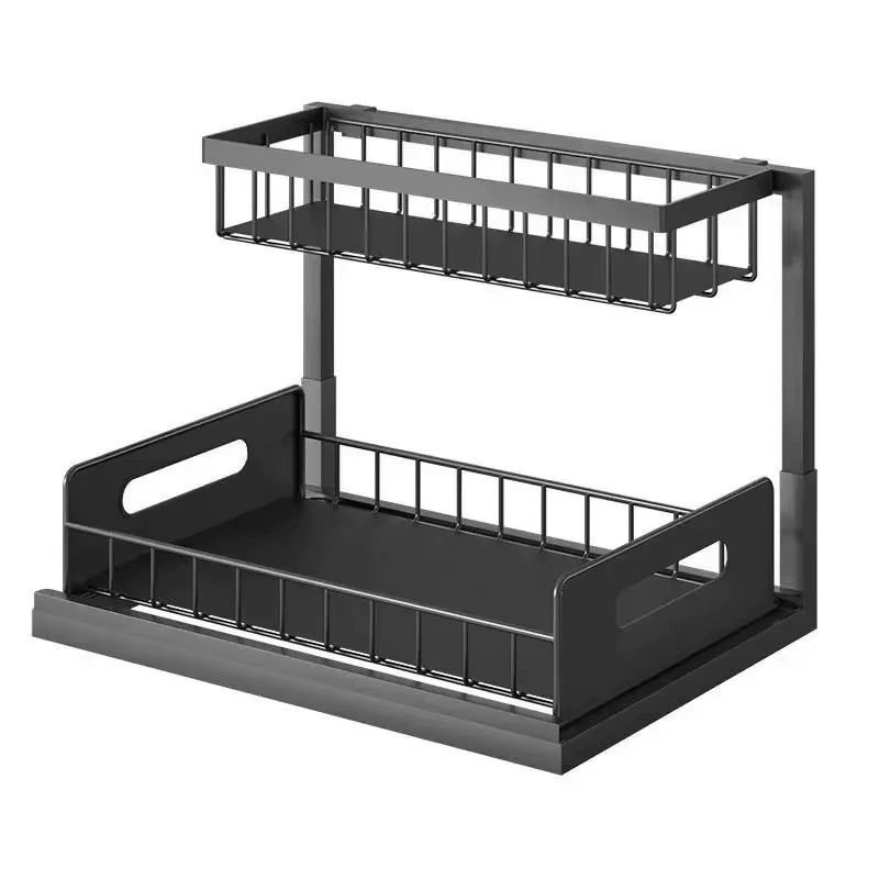 2-Tier Sliding Under Sink Organizer for Kitchen & Bathroom Cabinets
