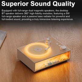 Wireless BT Speaker Aroma Desktop Record Player Speaker LED Night Light with 10ml Essential Oil for Home Office Bedroom Decor
