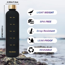 ZAKVOP 32oz Water Bottle with Times to Drink, Lightweight Motivational Water Bottle with Time Marker, BPA Free Reusable with Hydrating Reminder for Gym Fitness Workout Travel