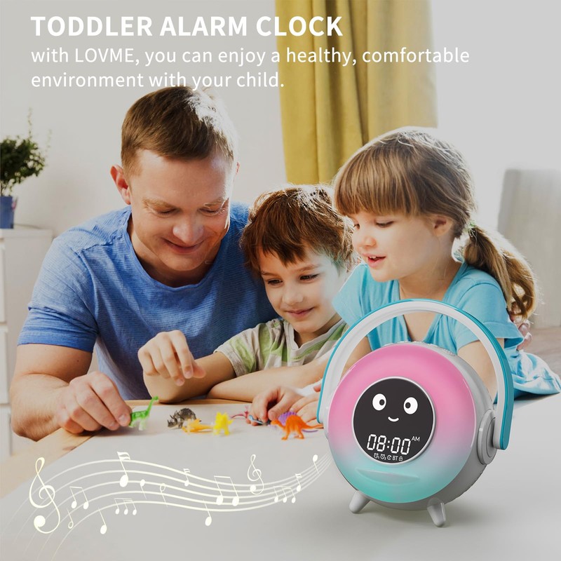 LOVME Toddlers Sleep Training Clock, Kids Alarm Clock with Bluetooth