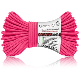 Ganzoo Paracord 550 Rope Neon Pink, 4 mm, Type 3, Nylon Polyester, Hybrid, Bracelet, Dog Lead, Dog Collar, Approx. 250 kg Breaking Load, Outdoor Rope, Camping Cord, All-Purpose Rope, 30 Metres