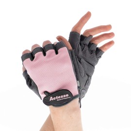 Actesso Workout Gloves for Exercise – Padded Training Gloves for Cycling, weight lifting (Pink/Grey, S)