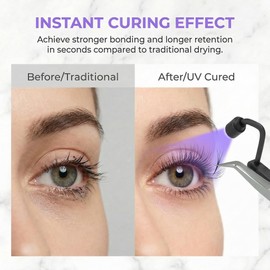 Led Uv Lash Lamp Flash Cure Light for Eyelash Extension,Eyelash Extension Tweezers with Gooseneck Light,for Eyelash/Nail Tech,Portable Mini Handheld Beauty Flash Cure Pen