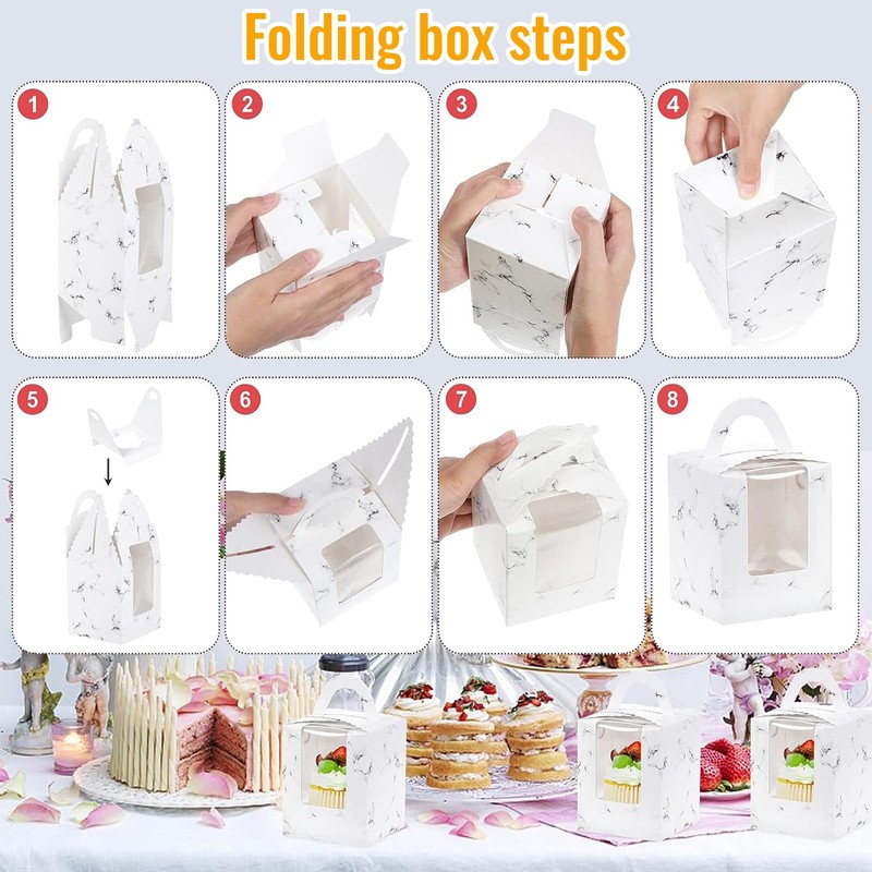 25 Pcs Individual Cupcake Containers, Cupcake Gift Boxes with Window,