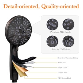ORB High Pressure Shower Head with Handheld - Multifunctional High Flow Rain Showerhead with Extra 60" Long Hose and Adjustable Overhead Holder - Es la mejor regaderas para ducha (Oil Rubbed Bronze)