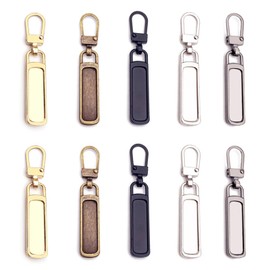 DHSWNNG Zipper Replacement Pull 10 PCS Metal Spare Zipper Pull Detachable Fix Zip Tags Pulls Zip Repair Kit for Luggage Clothing Jackets Suitcase Coat