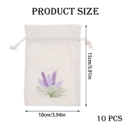 Lavender Bags, 10 Pack Lavender Sachets for Wardrobes and Moths, Drawstring Fabric Pouches for Aromatherapy, 10 x 15 cm
