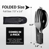 Orblue 4-in-1 Camping Utensils, 2-Pack, Portable Stainless Steel Spoon, Fork,