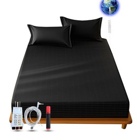 GETREE Earthing Grounding Sheets King Size(Black), Cotton and Silver Fibre for Improved Sleep & Wellness (Black, King(78 * 80 * 15 inch))