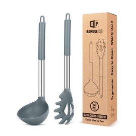 Silikon Pasta Gabel und Pfanne Löffel Set, große Antihaft Küchenutensilien zum Kochen, Rühren, Servieren Spaghetti, Suppe, Sauce
