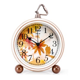 Retro Desk Clock, 5 Inches Romantic Maple Vintage Alarm Clock, Silent Non Ticking Small Clock Battery Powered, Loud Alarm Clock for Heavy Sleepers, Decor Table Clocks Gift for Mother's Day (Love)