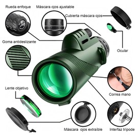 RYEWGRV Telescopio Monocular, 80 x 100 HD Monocular Telescopio Portatil, con Soporte Teléfono Inteligente y Trípode, Impermeable a Prueba Golpes para la Observación de Aves, Partidos de Fútbol