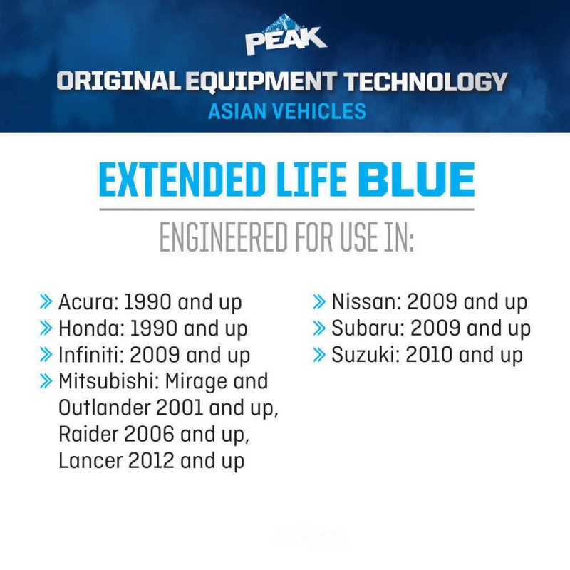 PEAK Antifreeze + Coolant for Asian Vehicles, 50/50 Prediluted, Blue