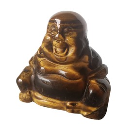 Lovionus89 Hand Carved Crystal Stone Maitreya Buddhism, 40 mm Laughing Happy Buddha Figure Decoration, Tiger's Eye