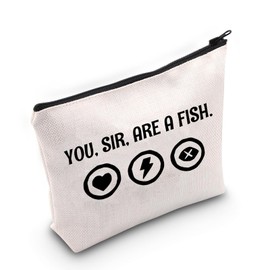 JXGZSO Funny Gamer Gift RDR2 Inspired Cosmetic Bag You Sir Are A Fish Makeup Bag Vedio Game Lover Gift