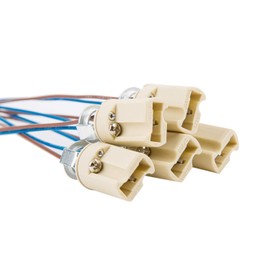 ODETOJOY G9 Base Bulb Socket Ceramic Lamp Holder Halogen Beads with Wire Stand LED Aging Test Lamp Bracket (5Pcs)