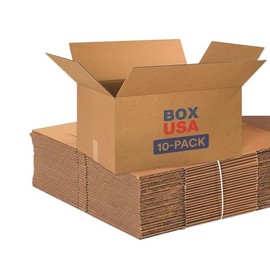 BOX USA Shipping Boxes Large 24"L x 16"W x 12"H, 10-Pack | Corrugated Cardboard Box for Packing, Moving and Storage