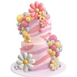 40 decoraciones bohemias para tartas de margaritas, decoración de pasteles, decoración retro hippie de margaritas, decoración de tartas, decoración de tartas, para decoración de fiesta bohemia, serie rosa