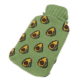 Warm Water Bag, Soft Knitted Cover 2000ML Hot Water Bottle Insulated Rubber for Winter (Avocado)
