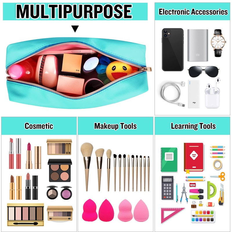 izuzta - Bolsa de maquillaje con parche de chenilla, con