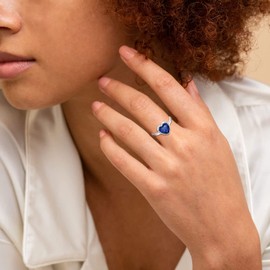 ChicSilver Blue Sapphire Ring for Women Sparkling September Birthstone Adjustable Rings for Women