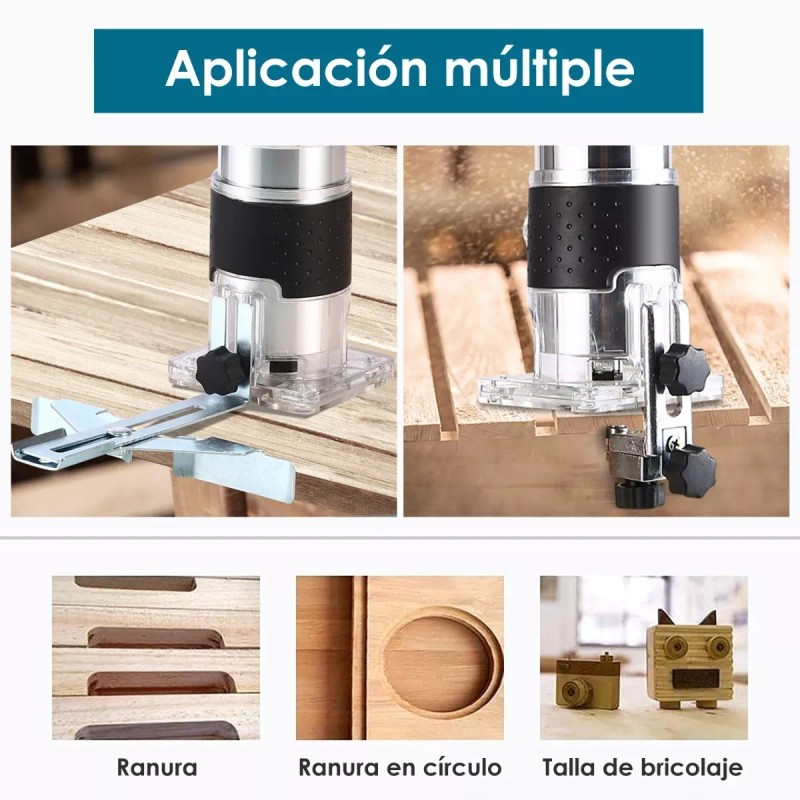 Burkey Router Madera Recortadora Rebajadora 800w 15 Brocas Carburo