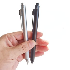 MROOFUL 4 in 1 Ballpoint Pen Metal Multicolor Black Blue Red Ink Ballpoint Pen 1 Automatic Pencil School Office Stationery Gifts (Silver)