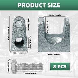 8Pcs Beam Clamp, 1" Jaw Opening Adjustable C Beam Clamps, Zinc Plated Iron Joist Jaw Clamp Tool, 1/2" Diameter Threaded Rod