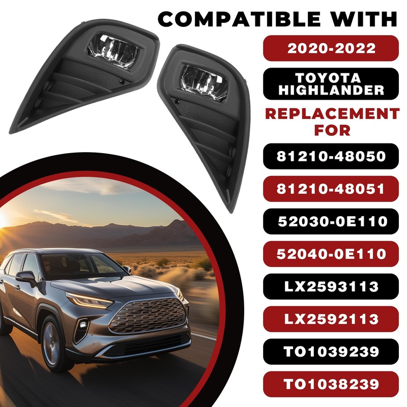 HECASA Pair LED Fog Lights Compatible with 2020 2021 2022