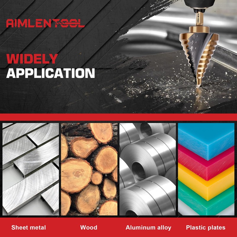 Cobalt Step Drill Bit Set, Hex Shank Step Drill Bit