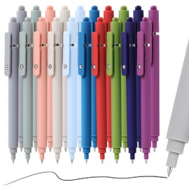 RIANCY Gel Pens, 6 Pcs 0.5mm Black Ink Quick Dry Fine Point Smooth Writing Black Gray White Pens, Cute Aesthetic Gifts Set for Men Women Journaling, Office School Stationery Supplies