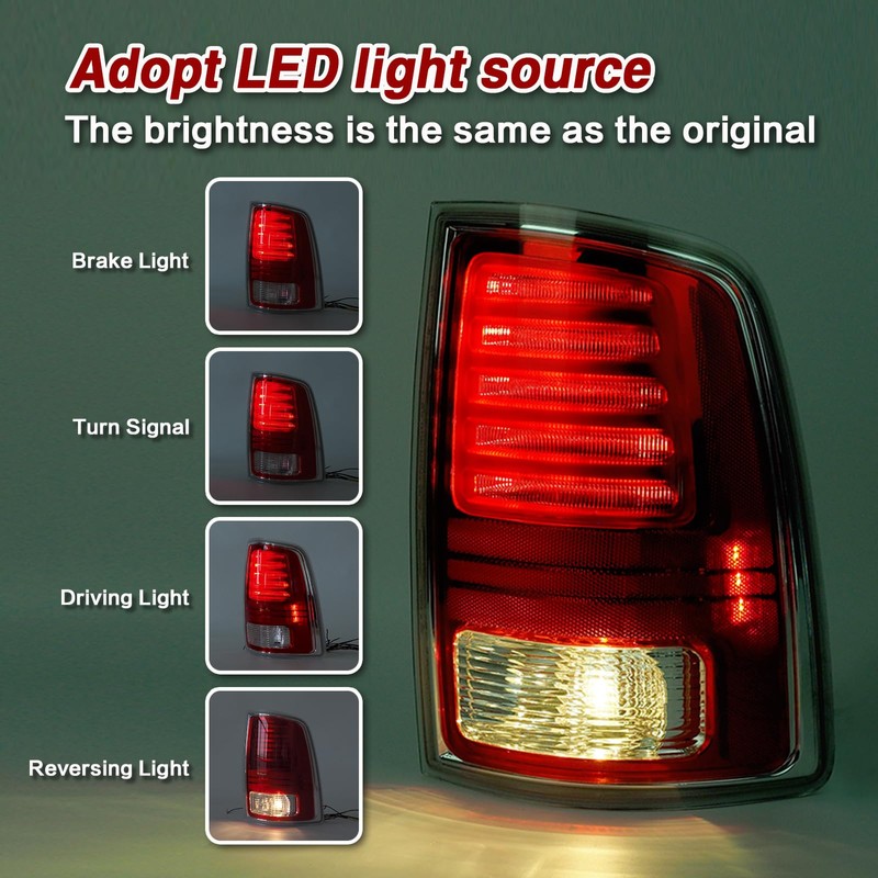 KNSPEC LED Tail Lights Compatible with 2013-2018 Dodge Ram 1500