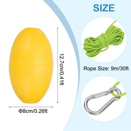 PATIKIL 30FT Float Rope Tow Line, Heavy Duty Buoy Ball Float Leash with Stainless Steel Hook Drift Rope Marker Buoy Float Rope for Fishing Drift Jet-Ski Kayak Boat Accessories, Green