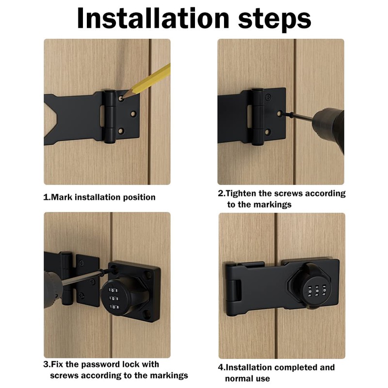 Mechanical Password Rotary Hasp Locks, Door Security Slide Latch Lock