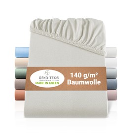 BaSaTex Organic Jersey Fitted Sheet, 100% GOTS (Global Organic Textile Standard) Certified Cotton, Fitted Sheet in All Sizes, Children's and Baby Beds, 60 x 120 – 70 x 140 cm, Anthracite