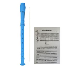 Soprano Recorder 8 Hole Classic German Style Descant Flute Musical Instruments + Cleaning Rod + Instruction for Beginners School Graduation Gift (Blue)