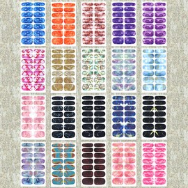 Wokoto 20 Sheets Marble Nail Polish Stickers - Peel & Stick Nail Polish Wraps - Marbling Design Full Nail Stickers for Women & Girls