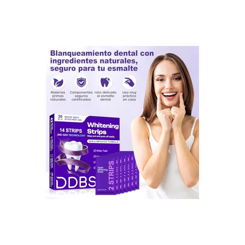 Tiras Blanqueadoras Dentales Moradas Cajas Piezas Totales Eficaz Eliminador Manchas