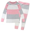 HonestBaby 2-Piece Pajamas Sleepwear PJs 100% Organic Cotton for Baby, Toddler, Kids, Girl, Jumbo Stripe Petal Pink, 4T